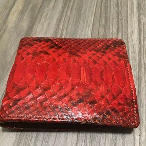 COPY - Snakeskin genuine python zipper wallet red black b
